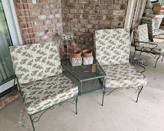 Outdoor cushioned chairs & table