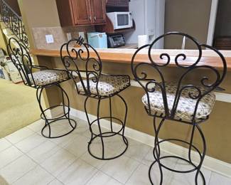 3 metal swivel bar chairs