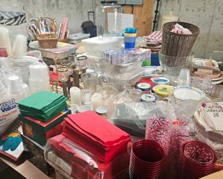 Paper & plastic products, napkins, plates, glasses, etc