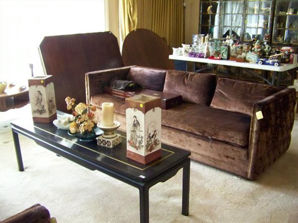 1 of 2 brown crush velet couches