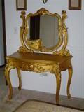 Makeup stand with mirror for Gold Bedroom Set. See other pics of Gold set.