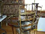 Solid brass bed and brass chairs
