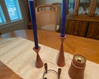 MCM Teak Candle Set