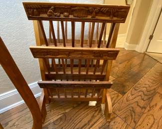 carved magazine rack