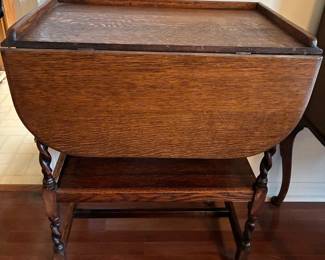 Antique English barley twist tea cart