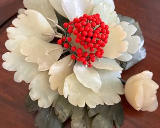 Jade flower candle holder