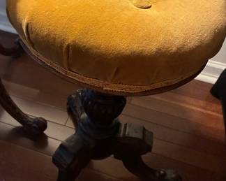 Antique burled wood piano stool