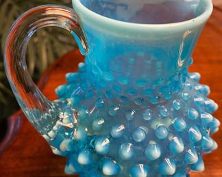 Fenton Blue opalescent hobnail