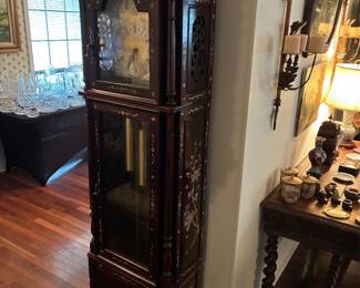 Mother of pearl inlaid grandfather clock