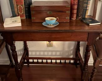 Walnut library table.