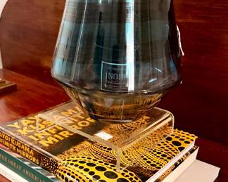 Blown glass vase and great coffee table books