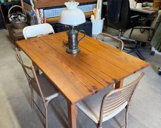 Work table and vintage chairs