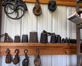 Vintage pulleys and weights