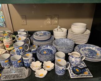 Spode blue/white china