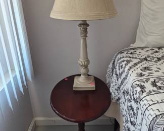 Lamp: •	26.5” tall •	$30. Side Table: •	19x14”, 21” H •	$10