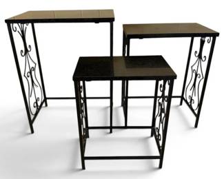 Three Black Stacking Side Tables
