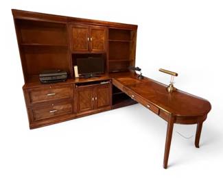 Wood Executive Desk and Hutch Set