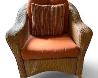 Red and Brown Wicker Patio Rocking Chair