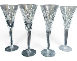 4 Waterford Millennium Crystal Champagne Flutes