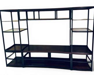 Glass, Metal and Wooden Entertainment Center