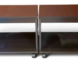 Black Wooden Rolling Stands With Open Storage