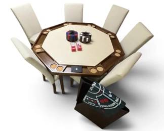 Poker Table w Cover 6 Chairs
