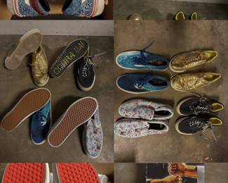 Collectors Vans shoes (Cobra Kai, National Geographic) & cute French Bulldog slip ons