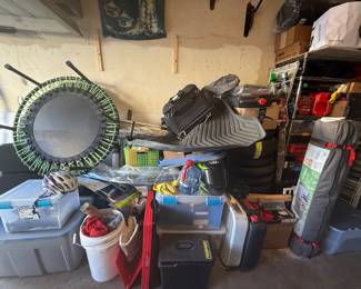 Workout equipment, snowboarding gear & attire, cycling gear, fans, oil change pans, pop-up tent, toolboxes, etc. - MORE PHOTOS COMING SOON!