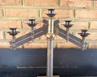 Vintage HEAVY Solid Brass Adjustable 7 Light Church Altar Candle Candelabra