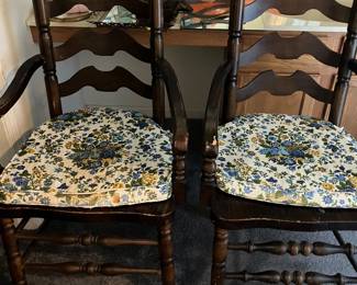 Set of vintage ladder back chairs
