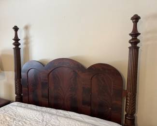 34 - $575 - Antique  full size bed four poster flame mahogany - refinished - beautiful condition - newer mattress included 