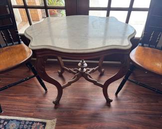 #42 - $240 -Serpentine marble top table 32x22x27