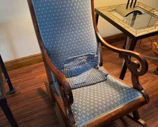 #47 - $150 - Antique rocker blue & wood cherry
