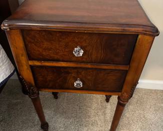 #40 - $80 - Reproduction of antique night chest 2 drawers glass pulls 17Wx13Dx28T