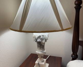 #55 - $90 - 1 marble grey lamp grapeleave 27"T