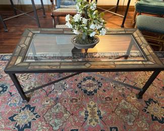 #44 - $120 - Iron glass with tiles coffee table 48x24x19