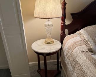 #59 - $80 - Marble top side table tripod stand 18"Dx25H