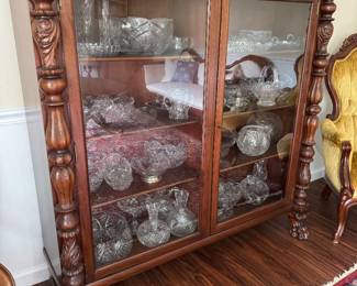 #15 - $550 - American antique footed bookcase flamed mahogany 54Lx15 1/2Dx 53H - refinished - mint condition 