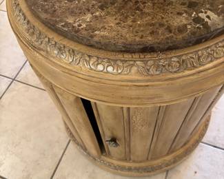 Round marble top cabinet side table 