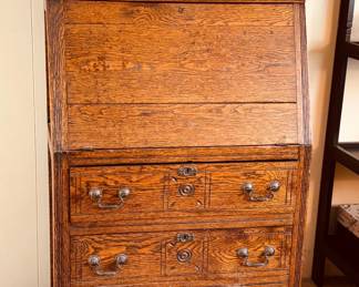 Antique oak fall-front station desk...