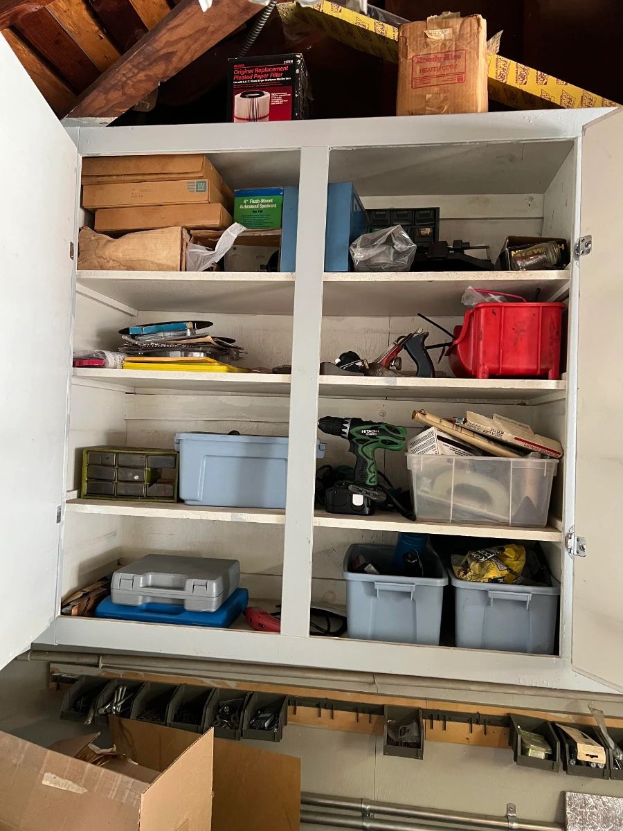 If you open the garage cabinet, you'll find a few of the smaller to medium items.  Come poke around and find some treasures!