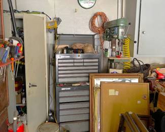 The biggest tool seen here is the Enco drill press, or maybe the Craftsman rolling tool chest.