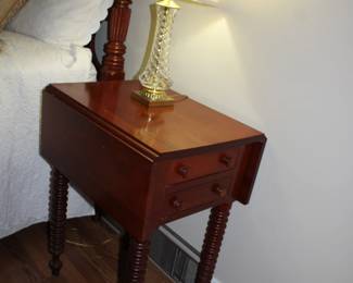 Antique Cherry 2 Drawer Dropleaf Side Table