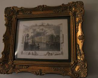 Antique Picture w/Curved Glass