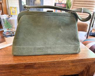 Green suede purse