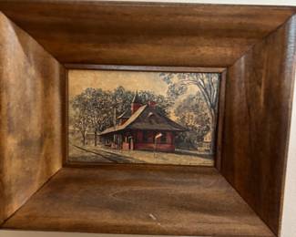 Antique tiny framed painting