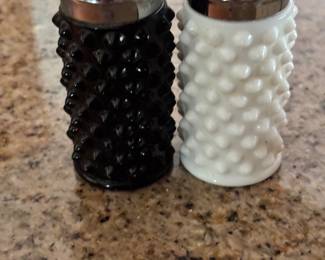 Hobnail milk glass salt/pepper