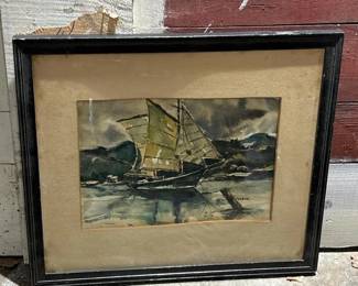 085 framedarthurtarboxsignedwatercolors