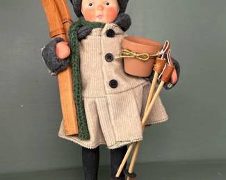 030 skiingwinterdollwithwoodenskis