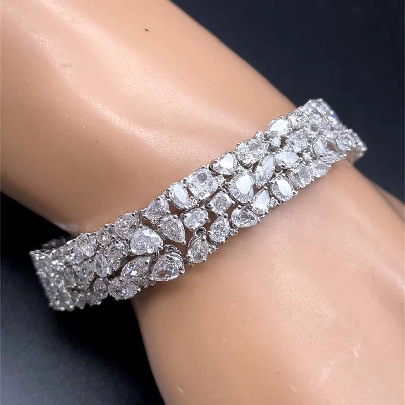 One-of-a-Kind 28.16 Natural Diamond Hidden Clasp Bracelet in 18k White Gold